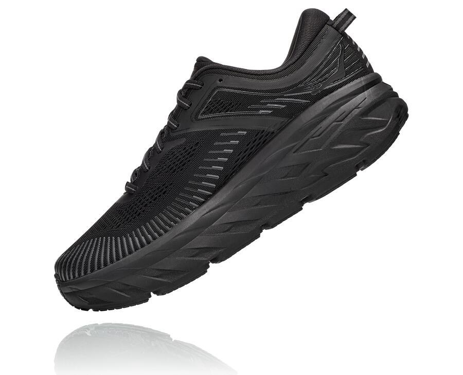 Running Shoes Mens - Hoka One One Bondi 7 - Black - UDZJGEX-04